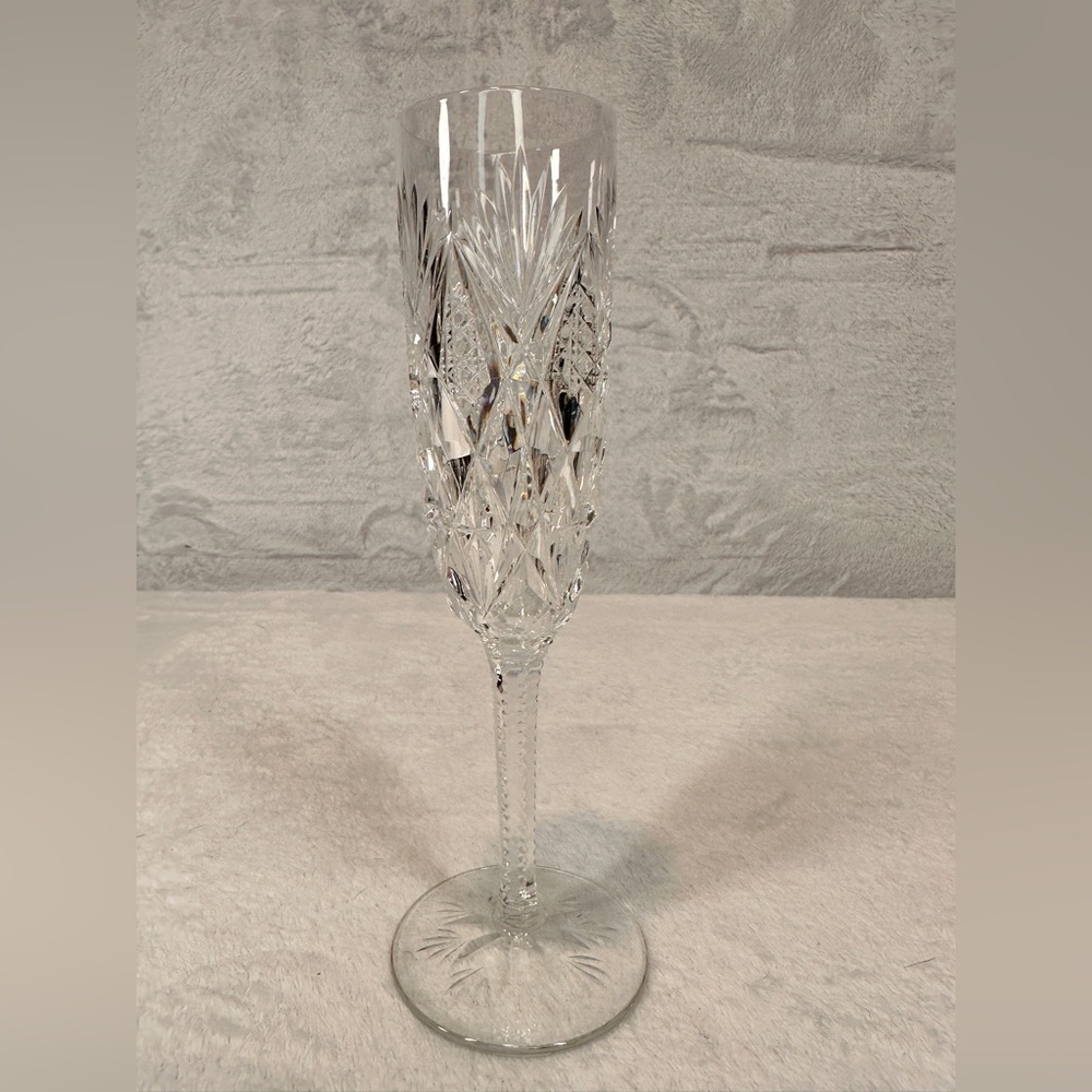 Vtg Elegant St Louis Fluted Champagne Florence Cut Crystal Glass Pineapple Cut